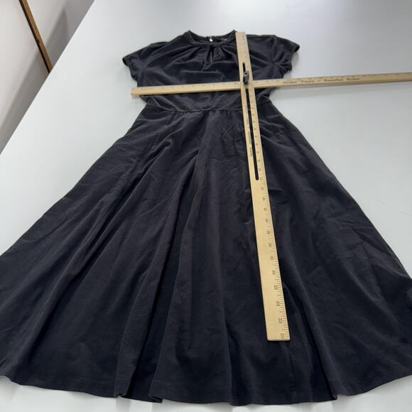 eShakti Dress Womens 0 Black Fit Flare Keyhole Cotton Spandex Short Sleeve - Picture 7 of 7